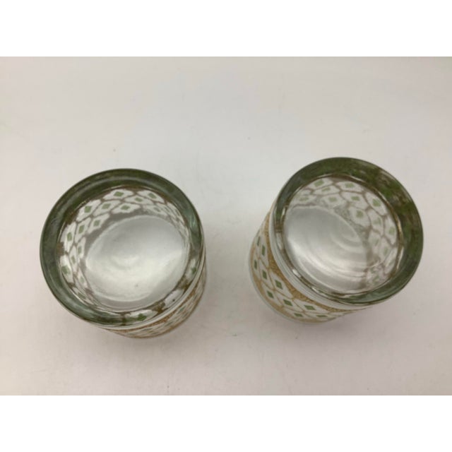 Mid 20th Century Culver Valencia 22kt Gold and Green Diamond Cocktail Glass Set of 2 For Sale In Sacramento - Image 6 of 12