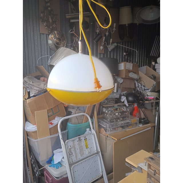 Custom Made 1980'sstyle Yellow and White Pendant Light For Sale In San Diego - Image 6 of 6