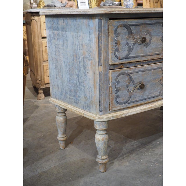 Light Blue Painted and Distressed Sauteuse Commode From Southern Germany For Sale - Image 16 of 18