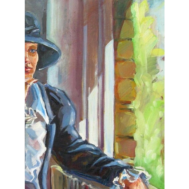 Realism Original Oil Portrait Painting: Young Woman in Hat, Ukrainian Art 80-60 For Sale - Image 3 of 6