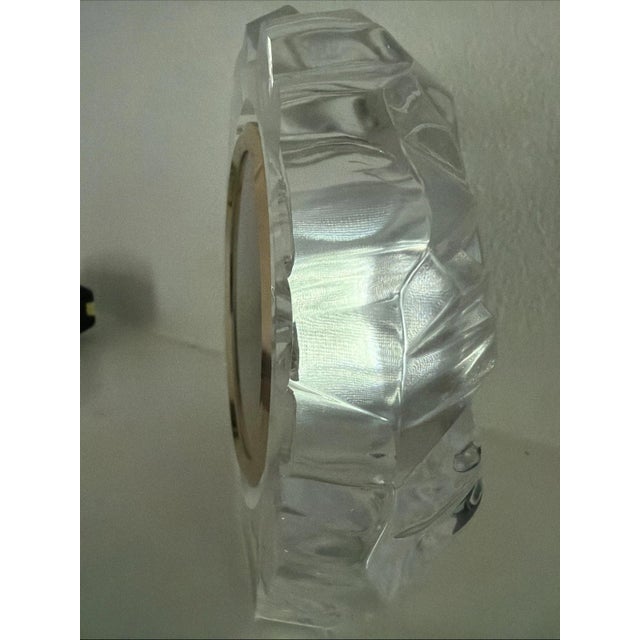Modern 1980s Elegant "Ice Formation" Cut Crystal Seiko Mantle Clock Face Working Condition - Battery Operated For Sale - Image 3 of 5