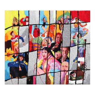 Freedom in Frames - Vibrant Textural Mixed Media on Canvas Original Artwork by Nilraya Bundasak For Sale