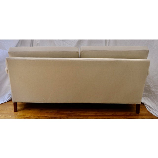 Modern Late 20th Century Attributed Hickory Chair Furniture Sofa Re-Upholstered in Natural Belgian Linen For Sale - Image 3 of 4