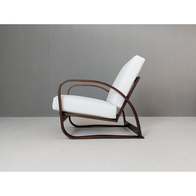 Bauhaus Adjustable H 70 Armchair in Bouclé by Jindrich Halabala for Up Závody, 1930s For Sale - Image 3 of 18