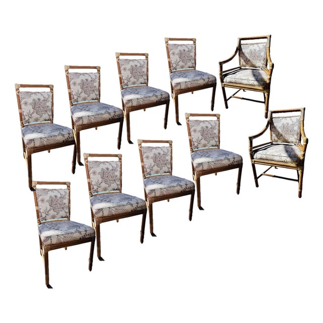 10 McGuire Mid 20th Century, Target Back Rattan Chairs. Beautifully, Professionally Restored With 2 Arm Chairs Included For Sale