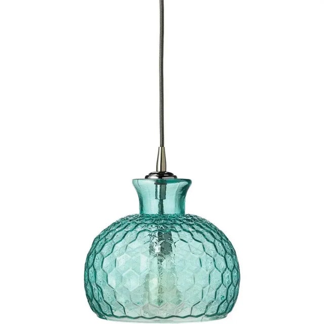 Coastal Style Blue Textured Glass Clark Pendant For Sale - Image 4 of 6