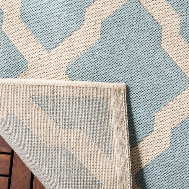Coastal Indoor Outdoor Rug Aqua & Cream 8'6"x12' For Sale - Image 4 of 5