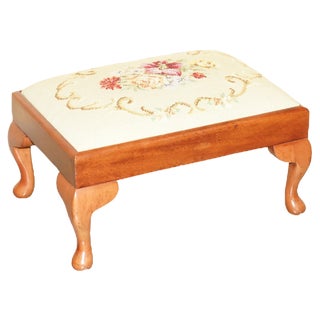 Small Antique Victorian Walnut Cabriole Legged Footstool, 1880 For Sale