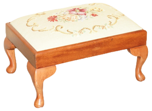 Small Antique Victorian Walnut Cabriole Legged Footstool, 1880