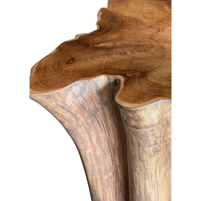 Sculptural Solid Teak Wood Table With Natural Grain & Bleached Finish For Sale - Image 6 of 14