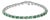 14K White Gold Alternating Oval Green Emerald and Diamond Tennis Bracelet For Sale
