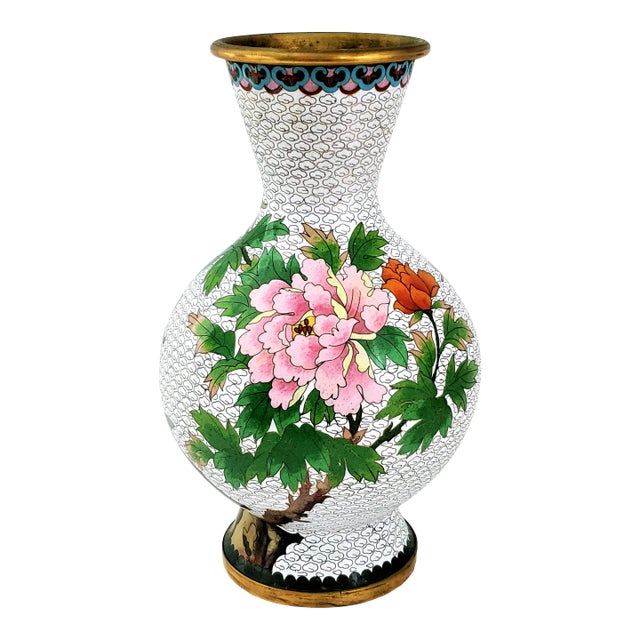 中国七宝焼き花瓶 - Chinese Cloisonné Floral Vase Chinese Antique Cloisonne Vase Flowers & Leaves | eBay