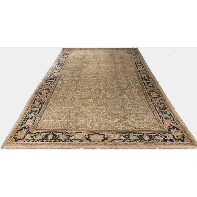 Antique Circa 1890 Taupe Malayer Hand Knotted Rug 11ft 2in X 18ft For Sale In New York - Image 6 of 9