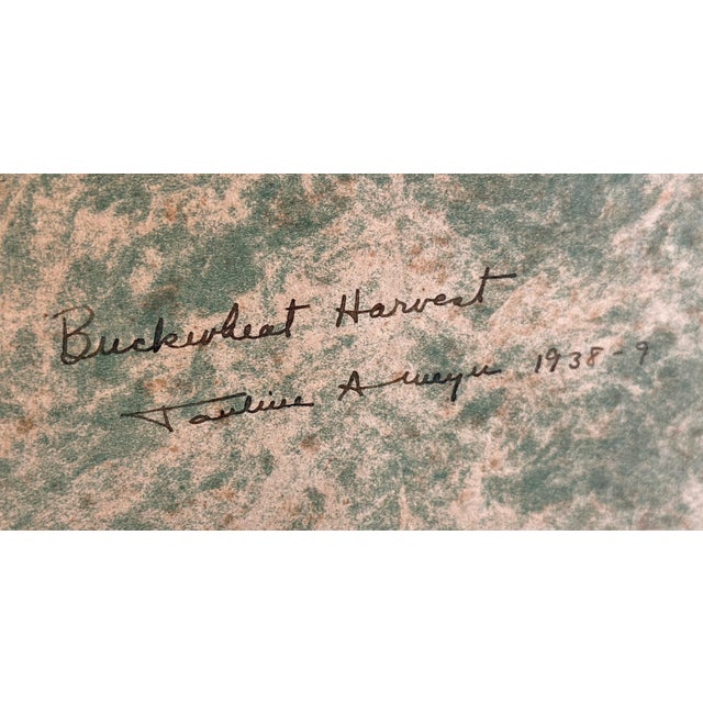 c.1938 American Autumn Harvest Landscape Painting Oil on Board Signed p.a. Meyer For Sale - Image 9 of 9