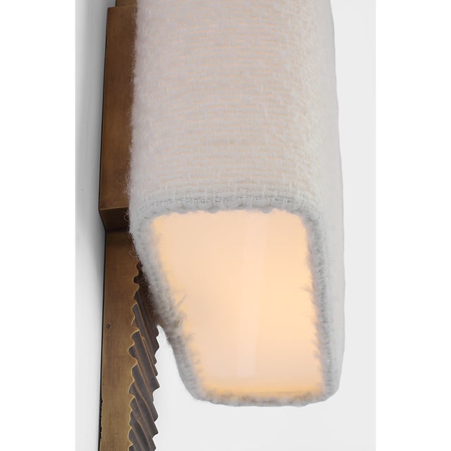 Anne-Marie Barton for Visual Comfort Signature Fumar 23" Tail Sconce in Ridged Tombac with Bouclé Shade For Sale - Image 11 of 13