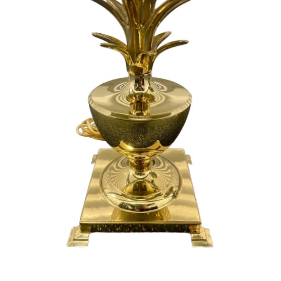Late 20th Century Pair of Vintage Hollywood Regency Solid Brass Pineapple Table Lamps For Sale - Image 4 of 9