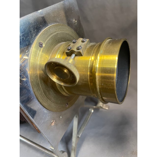 Antique 1800's c.t. Milligan Magic Lantern Projector & Wood Case Brass Lens For Sale - Image 4 of 18