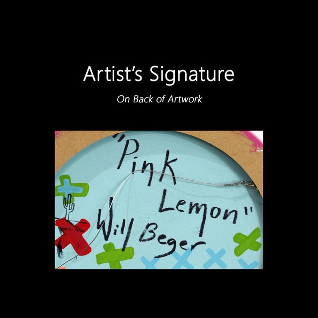 Circle Pink Lemon - Vibrant Abstract Fruit Still Life Painting on Panel - Original Artwork by Will Beger For Sale - Image 9 of 9