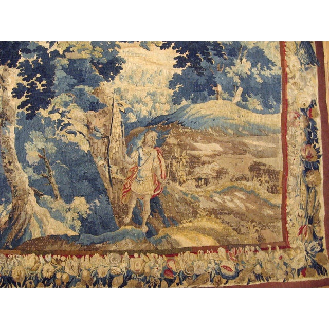Late 17th Century Flemish Landscape Tapestry, with an Archer in a Forest For Sale - Image 4 of 5