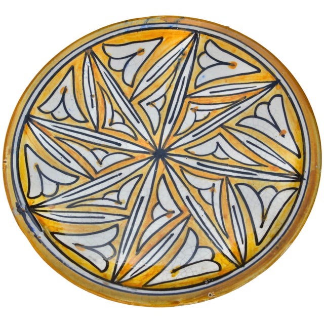 Late 19th Century Hand-Crafted Moroccan Ceramic Decorative Wall Plate For Sale - Image 4 of 9