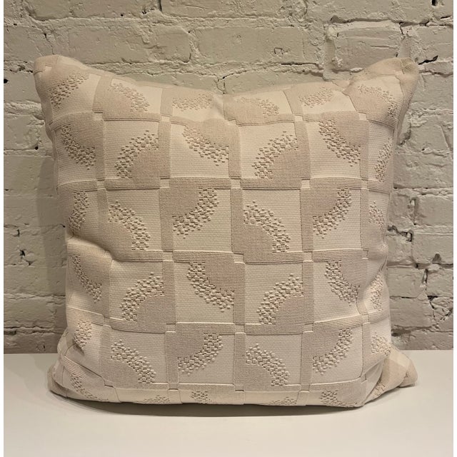 Custom-made square pillow with Turkish corners. Fabric - Pierre Frey, Salines Ecru. Insert included.