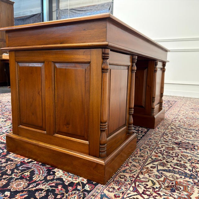 Metal Classic English Desk Brown Leather For Sale - Image 7 of 18
