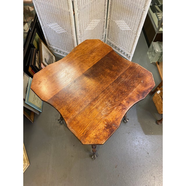 Antique Oak Parlor Table With Claw and Glass Ball Feet Chairish