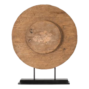 Antique Chinese 19th Century Rustic Mounted Ox Cart Wooden Wheel on Base