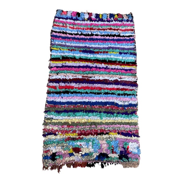 1980s Moroccan Colorful Vintage Rug - 3'3" X 6'0" Ft For Sale