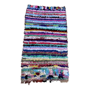 1980s Moroccan Colorful Vintage Rug - 3'3" X 6'0" Ft