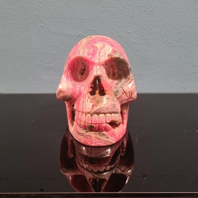 Skull in Rhodochrosite Mineral For Sale - Image 4 of 18