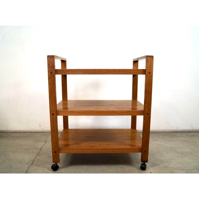 Knoll 1970’s Mid-Century Modern Slat Oak Bar Cart Shelf For Sale - Image 4 of 12