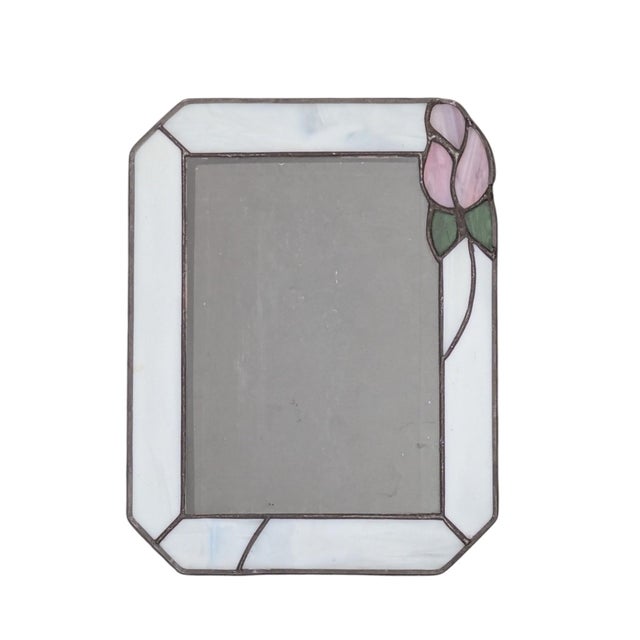 Vintage Stained Glass Rose Picture Frame For Sale - Image 4 of 8