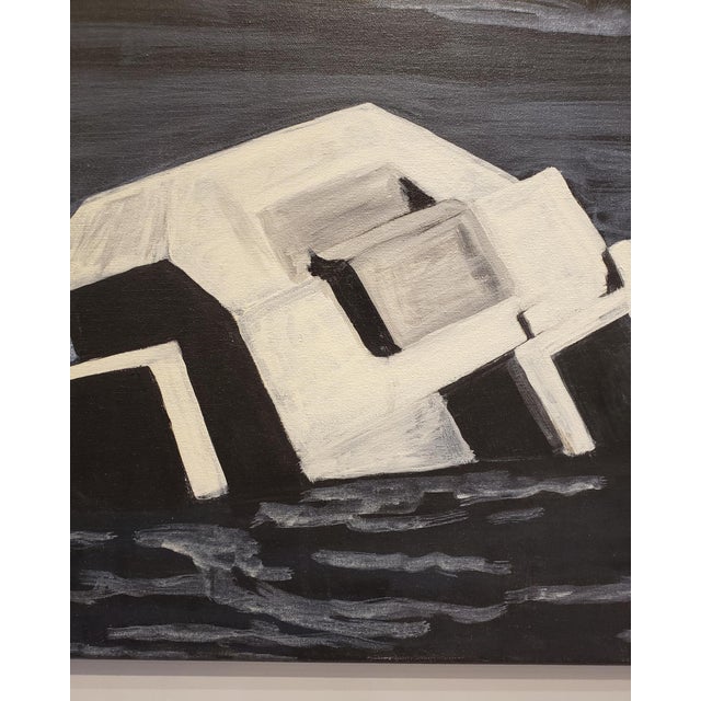 Contemporary Contemporary Night Painting of Beach Bunker Ruin by Lionel Lamy For Sale - Image 3 of 4