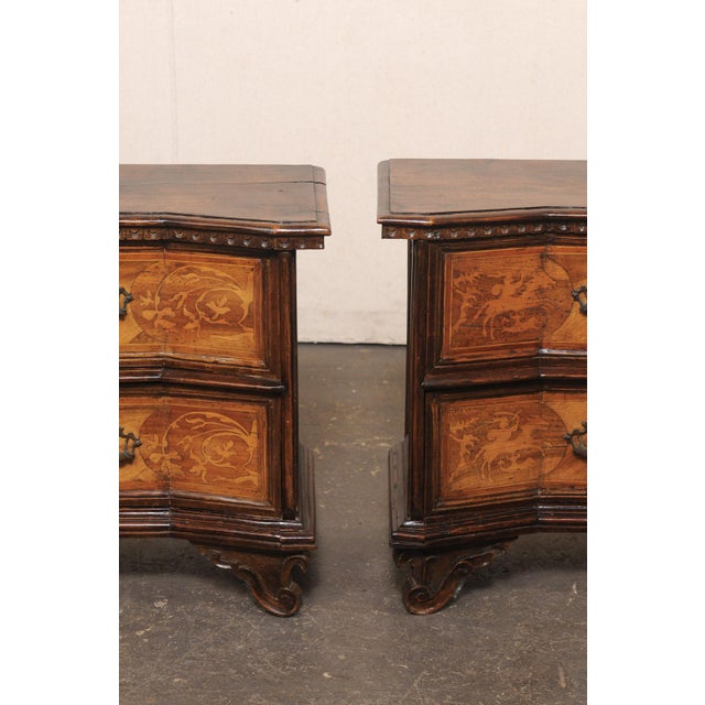 Early 20th Century Venetian Pair Petite Marquetry Side Chests For Sale - Image 12 of 13