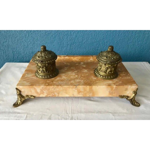 Sienna 19th Century Sienna Marble Inkwell For Sale - Image 8 of 13