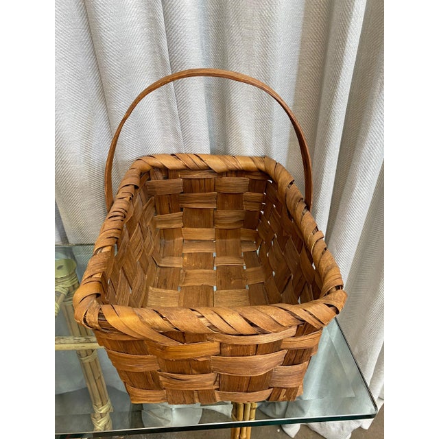 Farmhouse Wood Veneer Harvest Basket For Sale - Image 3 of 3