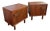 Pair of Mid-Century Modern Walnut With Brass Trim Nightstands End Tables For Sale