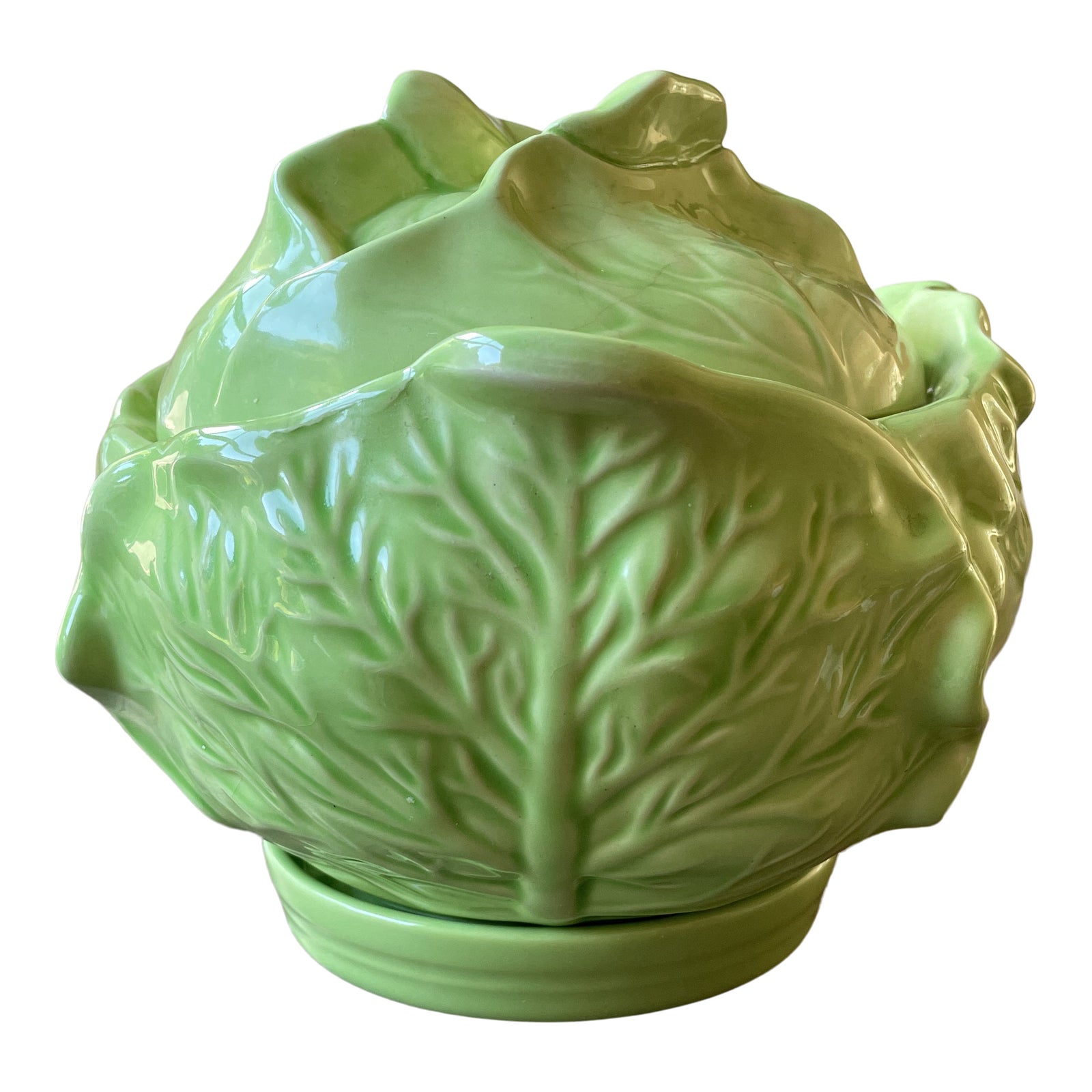 Vintage Ceramic Cabbage Bowl With Lid & Base 2 Pieces Chairish