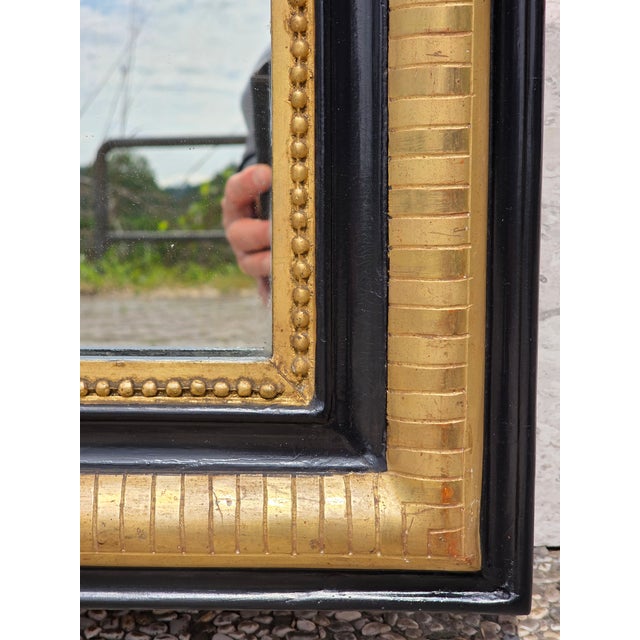 French Gold Leaf Gilded and Black Lacquered Mirror, Late 19th Century For Sale - Image 4 of 10