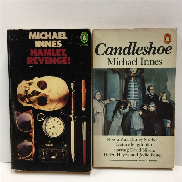 Candleshoe and Hamlet, Revenge—two great classic mysteries by Michael Innes published by Penguin Crime. Pages tanned,...