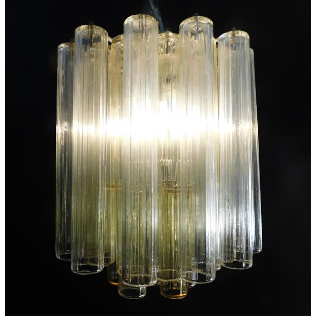 Glass 1960s Clear and Yellow Murano Tubes Chandelier For Sale - Image 7 of 8