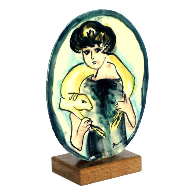 Ceramic Plate by Remo Brindisi for Rossicone, 1980s For Sale