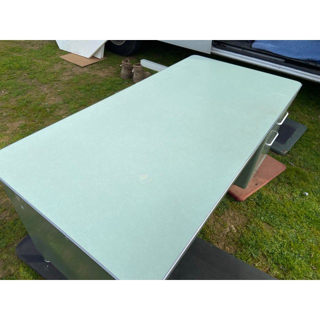 Vintage Mid Century Modern Metal Tanker Desk For Sale - Image 9 of 12