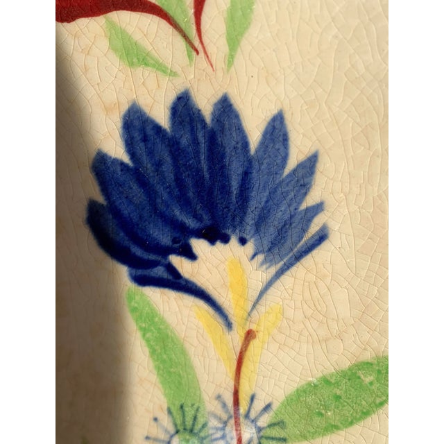 Vintage Large French Quimper Style Handpainted Ironstone Bowls Set of 3 For Sale - Image 9 of 12