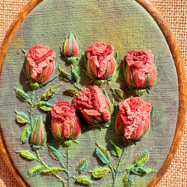 3d Rose Stumpwork Embroidery Art, Framed Botanical Sculpture, Handmade Floral Wall Decor For Sale - Image 4 of 15