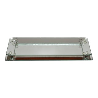Art Deco Vanity Tray in Beveled Mirror Glass With Glass Spheres For Sale