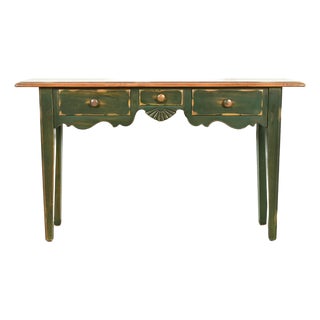 French Country Green Painted Maple Console Table or Entry Table by Virginia House For Sale
