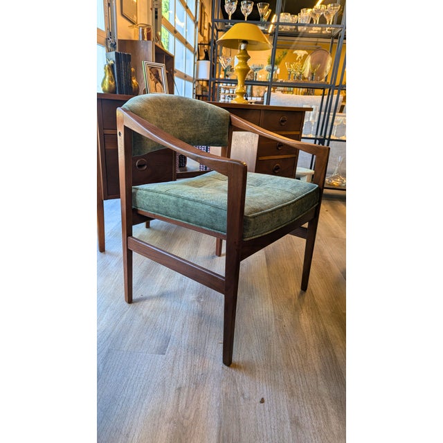 Wood 1960s Dunbar Attributed Model 1170 Walnut "Quinn" Arm Chairs For Sale - Image 7 of 7