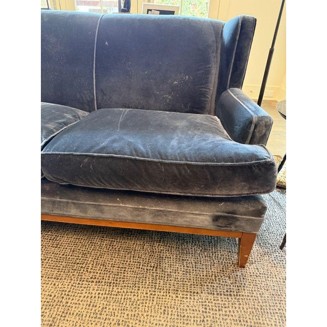 Textile Navy Velvet Sofa by Mitchell Gold For Sale - Image 7 of 9